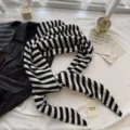Classic black and white striped knitted scarf, warm and stylish winter accessory. - Black & White Stripes / 70x160cm