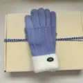 Korean style thick knit winter gloves with plush cuff elegant warm daily wear for women. - One Size / Fog Blue
