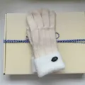 Winter warm knitted gloves for women, solid color soft wool mittens with fluffy cuffs. - One Size / Beige