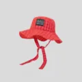 Retro rood geruite bucket hat voor dames, brede rand zomer zonnedoek met kinbandjes - M (56-58cm) / Rood Geblokt