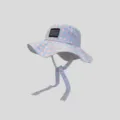 Roze en blauwe ruitjes bucket hat voor vrouwen zomerse brede rand zon hoed met kinbandje - M (56-58cm) / Roze Blauw Geruit