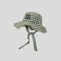 Cappello dapescatore a quadri vintage da donna, cappello da sole estivo tesa larga lacci. - M（56-58cm） / Scacchiera Nero e Beige