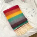 Kleurrijke gestreepte wintersjaal voor kinderen, zachte warme nekwarmer voor jongens en meisjes. - 26X145cm / Regenboog (Basis)