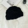 Berretto in maglia uncinetto nero vintage, mohair morbido soffice invernale caldo cappello. - M(56-58cm) / Nero