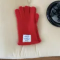 Gants tactiles en tricot de couleur unie rouge pour femmes, gants d'hiver chauds et allongés. - Taille unique / Rouge