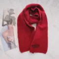 Koreanischer einfarbiger Woll-Winter-warmer Strickschal mit Stickerei, elegantes weiches Design. - 22x145cm / Rot