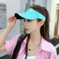 Sommer neue Anti-UV leere Oberseite Sonnenschutz Hut für Damen, nahtlose Sportkappe. - Verstellbar / Seeblau