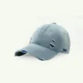 Hellblaue, abgenutzte Jeans-Baseballkappe mit cooler 1999 Stickerei für Damen. - M (56-58cm Verstellbar) / Distressed 1999 Stil / Blau