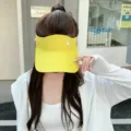 Sommer neue 3D nahtlose Sonnenblende Hut für Damen, stilvolle Sport leer oben Kappe Sonnenschutz. - Verstellbar / Zitronengelb