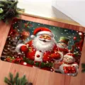 Vibrant Santa Claus and snowman Christmas doormat made of soft non-slip crystal velvet - Santa with Christmas Tree / 40*60cm
