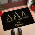 Black anti-slip Christmas door mat with gold tree design, sized 60x40cm for home decor - Simple Christmas Tree / 40*60cm