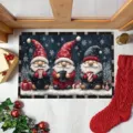 Festive Christmas gnome doormat with non-slip crystal velvet texture for home decor. - Smiling Santa Claus