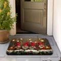 Anti-slip crystal velvet Christmas doormat with festive gnome design for home decor - Classic Santa Claus Face