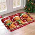Festive crystal velvet Christmas doormat with gingerbread men design, anti-slip back - Christmas Cookie