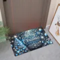 Christmas themed doormat with blue tree and Merry Christmas print - Blue Christmas Night