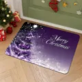 Festive purple Christmas doormat with sparkling tree design and Merry Christmas text - Purple Christmas Tree