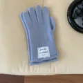 Guanti In Maglia Azzurri Cinque Dita Inverno Caldi Monocolore Morbidi Schermo Tattile Acc - Taglia unica / Blu Nebbia