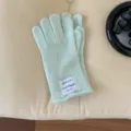 Guanti touchscreen in maglia tinta unita da donna, caldi guanti invernali a cinque dita verde chiaro. - Taglia unica / Verde Menta
