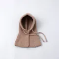 Childrens Knitted Balaclava Hooded Scarf Warm Earflap Beanie Hat in Beige Color Variant - S / Khaki