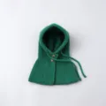 Kids green knitted balaclava winter warm hood hat scarf kids toddler earflap fleece beanie - S / Green