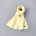 Kids yellow knit scarf winter warm neckerchief with cute smiley embroidery daily wear - Scarf / Yellow