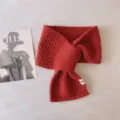 Roter Strick Schal Kreuz Winter warm dicker Halswaermer Damen Mode kuscheliger Kragen - 15x75cm / Ziegelrot