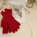 Guantes de punto rojos de invierno calientes tactiles forro polar estilo casual elegante - Talla única / Rojo