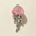 Exquisite pink resin jellyfish pendant detail, cute ocean-inspired summer necklace charm accessor - Jellyfish Pendant Accessory / Pink