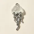 Detailed close-up shot of the exquisite jellyfish pendant, featuring a clear domed resin cap. - Jellyfish Pendant Accessory / White