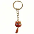 Cute Big-Eyed Cat Keychain Gold Tone Alloy Bag Charm with Moving Tail Pendant Accessory - Big Eye Waving Tail Cat Keychain / Orange