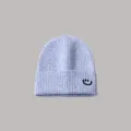 Kids cute smiley knit beanie hat for winter warm children wool cap light blue variant - Hat / Blue