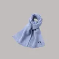 Kids knitted winter scarf, light blue warm winter neck warmer with cute smiley face variant - Scarf / Blue