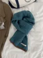 Gemütlicher Wollmischung farbblockierter Loop-Garn Plüsch Schal Winter warmer Modeartikel - Blau