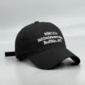 Casquette de baseball noire classique avec texte brodé blanc, chapeau de soleil casual. - Réglable / Noir