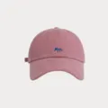 Rosa Baseballkappe mit blauer Fuchs-Bestickung, süße Cartoon Entenzunge Mütze für Damen. - Verstellbar / Pflaumenrosa
