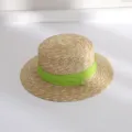 Strohhut mit gruenem Band Sommer Strand Sonnenhut stylischer Damen Sonnenschutz Strohhut - M (56-58cm) / Obstgrün