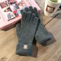 Klassische graue Strick-Touchscreen-Handschuhe für Damen, gemütliche warme Winterfäustlinge. - Einheitsgröße / Anthrazit