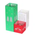 Christmas laser cut paper lantern set hollow candle holder decorative ambient night light - Christmas Red Green White / 12 Pieces/Pack
