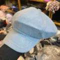 Ble denim newsboy kasket gia gynaikes, vintage oktagoniko kapelo gia anoixi kalokairi - Ένα Μέγεθος (55-59cm) / Ανοιχτό μπλε