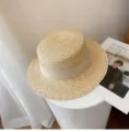 Schicker gewebter Strohhut mit Schleife, perfekt für Sommerstrand und Outdoor-Freizeitmode. - M (56-58cm) / Beige