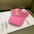 Sommer Mode Buchstabe leere Kappe Damen koreanischer Stil lässig Sonnenschutz Sport Visier Mütze - Verstellbar / R-Buchstaben-Stickstil / Rosa