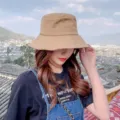 Koreanischer Stil einfarbiger Sommer Sonnenhut faltbare lässige Stoff Kappe Detailansicht - M (56-58cm) / Khaki