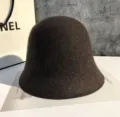 Brown wool felt bucket hat for women, vintage retro cloche hat warm autumn winter headwear. - M (56-58cm) / Wide Brim Mixed Coffee