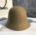 Women wool bucket hat retro solid color bell cap autumn winter warm fisherman hat style - M (56-58cm) / Wide Brim Mixed Khaki