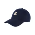 Navy blue cotton baseball cap with R embroidery, casual sun hat for men and women daily - Adjustable / Navy Blue
