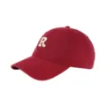 Korean style soft top baseball cap with embroidered letter R, comfortable red cotton sun hat. - Adjustable / Watermelon red