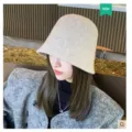 Stylish women wool felt bucket hat retro bell cap autumn winter casual warm solid color - M (56-58cm) / Beige