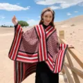 Ethnischer Stil rot schwarzer geometrischer warmer Damen Schal Umhang für Reisen. - Wabenmuster Rot