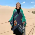 Moderna mujer estilo étnico poncho bufanda cálido invierno capa moda exterior desierto ropa - Estrella verde