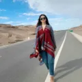 Chal capa de estrellas estilo étnico para mujeres, prenda cálida de viaje para invierno. - Estrella Burdeos
